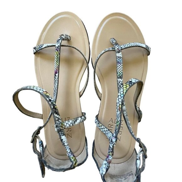 Naturalizer Tinsley Sandals Womens 6W EU 36 Wide Leather Faux Snakeskin Flat - Picture 9 of 10